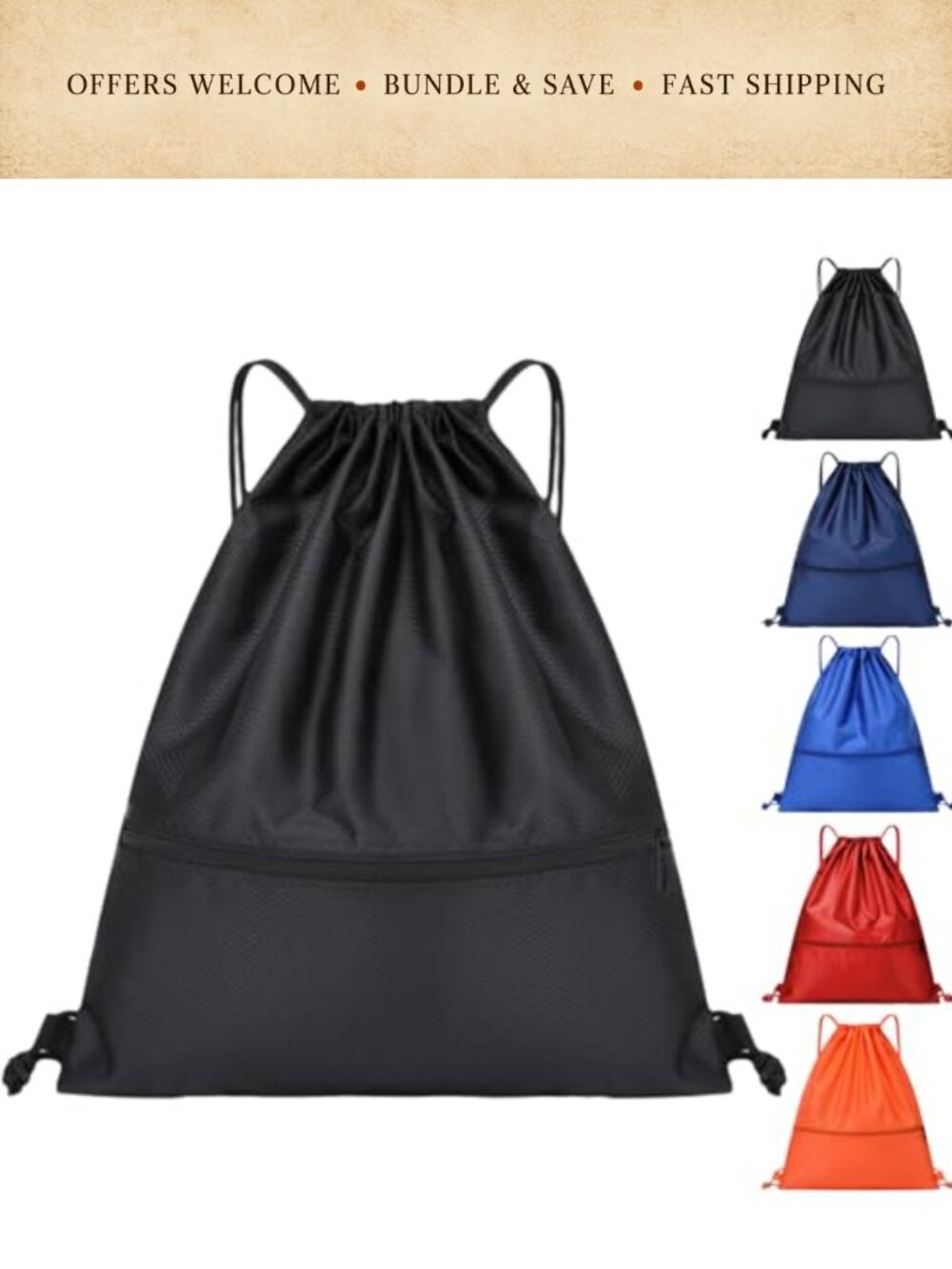 Waterproof Oxford Cloth Drawstring Backpack Gym Sack